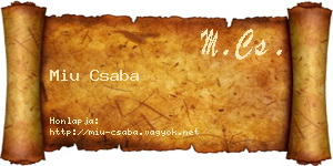 Miu Csaba névjegykártya